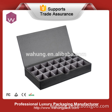PU black leather cufflink display storage box (WH-0022)
